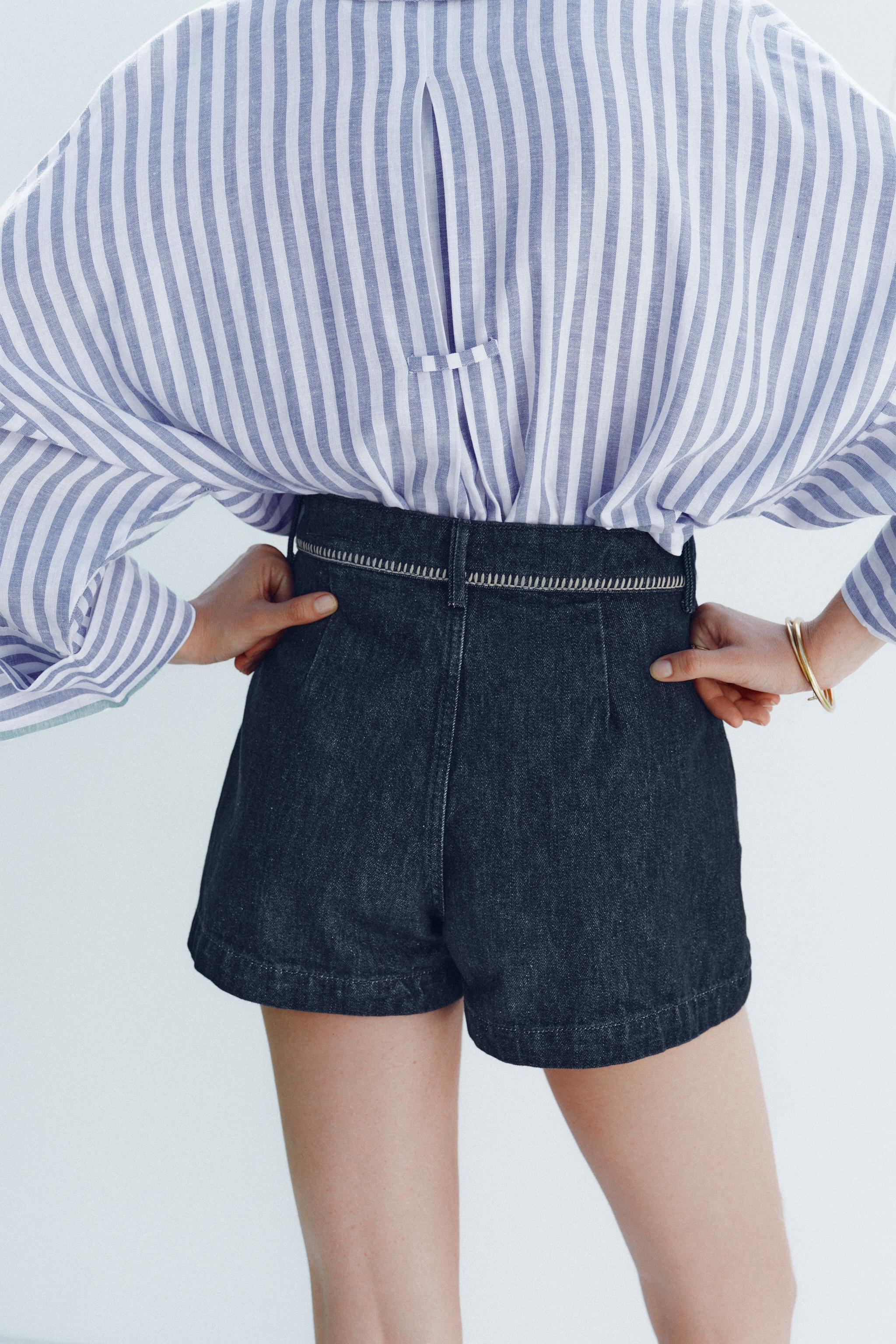 Z1975 HIGH-WAISTED DENIM SHORTS WITH TOPSTITCHING